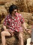 Craneo Pecho Bolsillo Manga Corta hawaiano Camisa