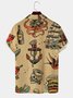 de Hombre hawaiano Navegación Estampado Acampar Cuello Flojo Manga Corta Miedoso Camisas Hawaianas