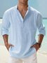 Algodón Lino Liso Color Casual Manga Larga Camisa