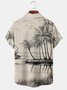 Árbol de coco Pecho Bolsillo Manga Corta hawaiano Camisa