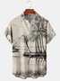 Árbol de coco Pecho Bolsillo Manga Corta hawaiano Camisa