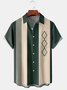 Geométrico Bloque de color Pecho Bolsillo Manga Corta Bolos Camisa