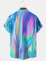 Gradiente Color Pecho Bolsillo Manga Corta Casual Camisa