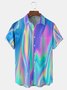 Gradiente Color Pecho Bolsillo Manga Corta Casual Camisa