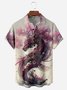 japonés Sakura Continuar Pecho Bolsillo Manga Corta Casual Camisa