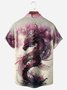 japonés Sakura Continuar Pecho Bolsillo Manga Corta Casual Camisa