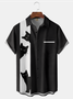 De Hombres Víspera De Todos Los Santos Elementos Gato Gráfico Estampado Manga Corta Camisa