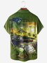 loro Pecho Bolsillo Manga Corta hawaiano Camisa
