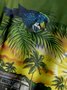 loro Pecho Bolsillo Manga Corta hawaiano Camisa