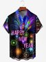 feliz Año Nuevo Pecho Bolsillo Manga Corta Casual Camisa