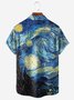 De Hombre Retro Van Gogh Los Estrellado Noche Solapa Flojo Manga Corta Miedoso Camisas Hawaianas
