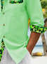 Algodón S t Patricks día Trébol Pecho Bolsillo Manga Larga Casual Camisa