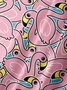 Dibujos animados Flamenco Pecho Bolsillo Manga Corta Casual Camisa
