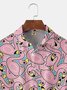 Dibujos animados Flamenco Pecho Bolsillo Manga Corta Casual Camisa