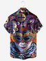 Mardi Gras Pecho Bolsillo Manga Corta Casual Camisa
