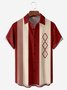 Geométrico Bloque de color Pecho Bolsillo Manga Corta Bolos Camisa