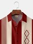 Geométrico Bloque de color Pecho Bolsillo Manga Corta Bolos Camisa