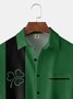 S t. Patrick's día Trébol Pecho Bolsillo Manga Corta Bolos Camisa