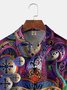 Mardi Gras Pecho Bolsillo Manga Corta Casual Camisa