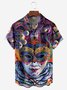 Mardi Gras Pecho Bolsillo Manga Corta Casual Camisa