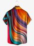 Bloque de color líneas Pecho Bolsillo Manga Corta Casual Camisa