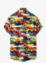 Perro Fiesta Pecho Bolsillo Manga Corta Casual Camisa