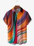 Bloque de color líneas Pecho Bolsillo Manga Corta Casual Camisa