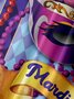 Mardi Gras Pecho Bolsillo Manga Corta Casual Camisa