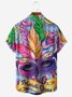 Mardi Gras Pecho Bolsillo Manga Corta Casual Camisa