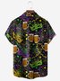 Mardi Gras Pecho Bolsillo Manga Corta Casual Camisa