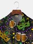 Mardi Gras Pecho Bolsillo Manga Corta Casual Camisa