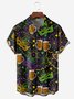 Mardi Gras Pecho Bolsillo Manga Corta Casual Camisa