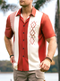 Geométrico Bloque de color Pecho Bolsillo Manga Corta Bolos Camisa