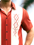 Geométrico Bloque de color Pecho Bolsillo Manga Corta Bolos Camisa