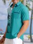 Gradiente Árbol de coco Pecho Bolsillo Manga Corta Camisa