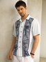 Geometría Pecho Bolsillo Manga Corta Bolos Camisa