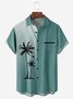 Gradiente Árbol de coco Pecho Bolsillo Manga Corta Camisa