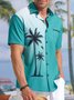 Gradiente Árbol de coco Pecho Bolsillo Manga Corta Camisa