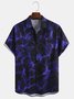 de hombres Flama Estampado Moda hawaiano Solapa Manga Corta Camisa