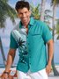 Gradiente Árbol de coco Pecho Bolsillo Manga Corta Camisa