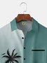 Gradiente Árbol de coco Pecho Bolsillo Manga Corta Camisa