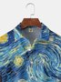 De Hombre Retro Van Gogh Los Estrellado Noche Solapa Flojo Manga Corta Miedoso Camisas Hawaianas