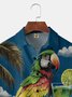 loro Cóctel Pecho Bolsillo Manga Corta hawaiano Camisa