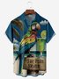 loro Cóctel Pecho Bolsillo Manga Corta hawaiano Camisa