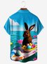 Pascua de Resurrección conejito Pecho Bolsillo Manga Corta Camisa