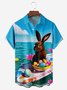 Pascua de Resurrección conejito Pecho Bolsillo Manga Corta Camisa