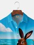 Pascua de Resurrección conejito Pecho Bolsillo Manga Corta Camisa