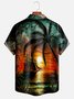 Árbol de coco Pecho Bolsillo Manga Corta hawaiano Camisa