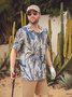 De Hombre Hawaiano Estampado Solapa Pecho Bolsillo Manga Corta Miedoso Camisas Aloha