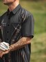 Acción de gracias Cruzado Pecho Bolsillo Manga Corta Casual Camisa